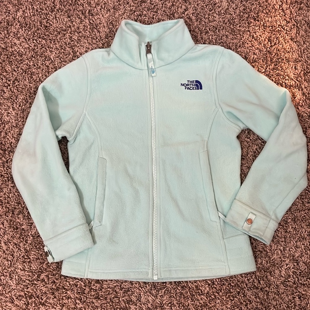 North Face Girls Aqua Zip Up Fleece Sz 7/8